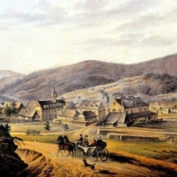 Sklárna Nový svět, polovina 19. století (zdroj fb Zámek Hrádek u Nechanic)
